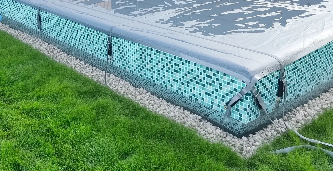 Покрывало для бассейна под снегом — защита зимой в Альметьевске